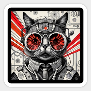 Cool Cyborg Cat Sticker